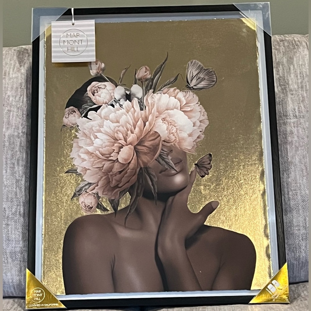 Marmont Hill Framed Gold Foil “Hidden Desire” Nude Art Ultra Contemporary 20x25”